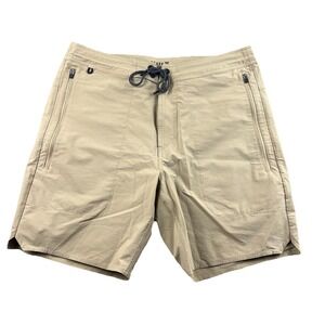 Roark Men's Hybrid Shorts in Khaki with Dark Drawcord